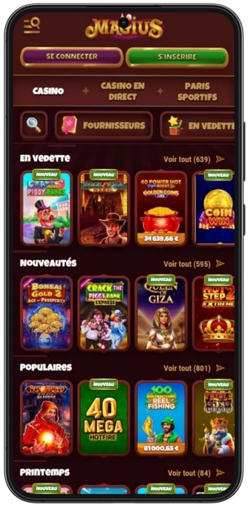 Catalogue de jeux Magius Casino, 10 000 titres