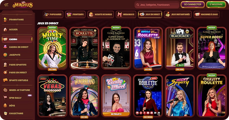 Casino en direct Magius, Evolution et Pragmatic