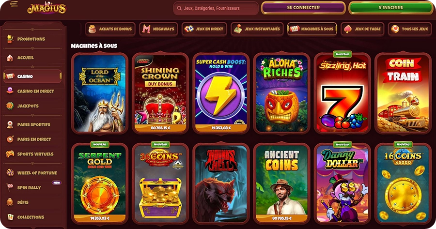 Machines à sous sur Magius Casino