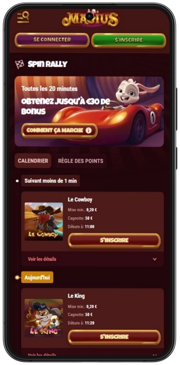 Tournoi Spin Rally sur Magius Casino